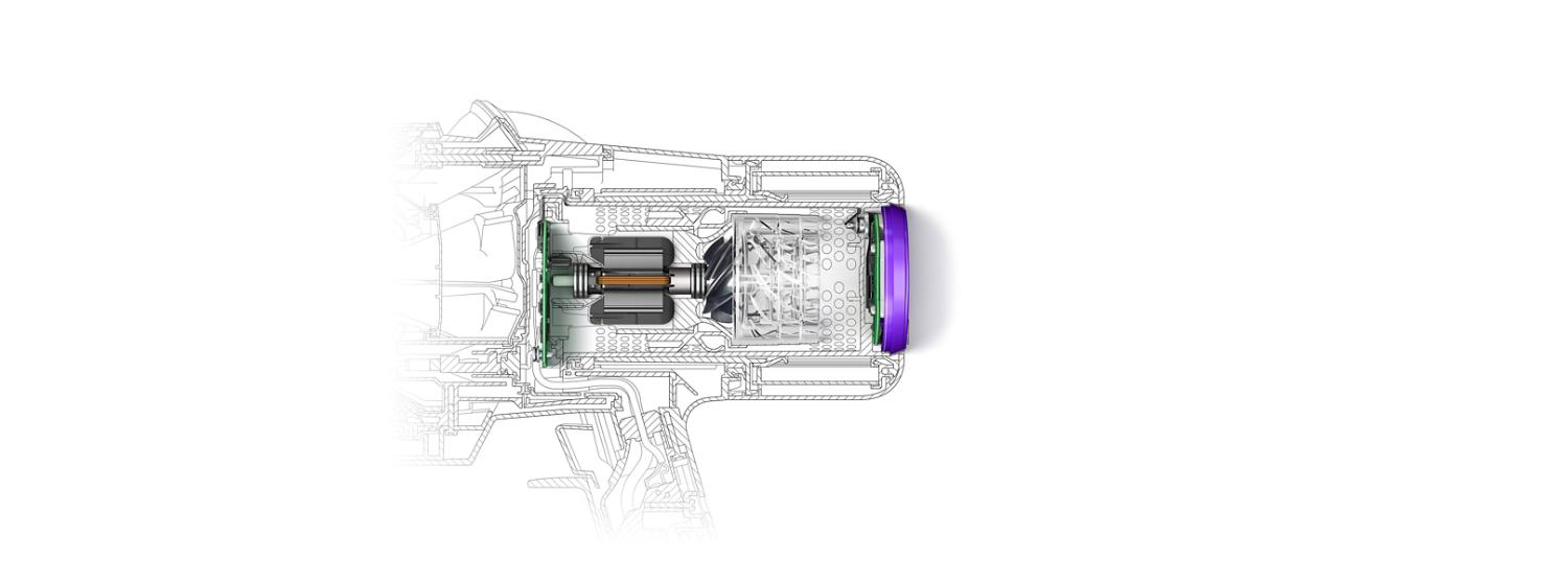 A technical drawing of a Dyson Hyperdymium™ motor